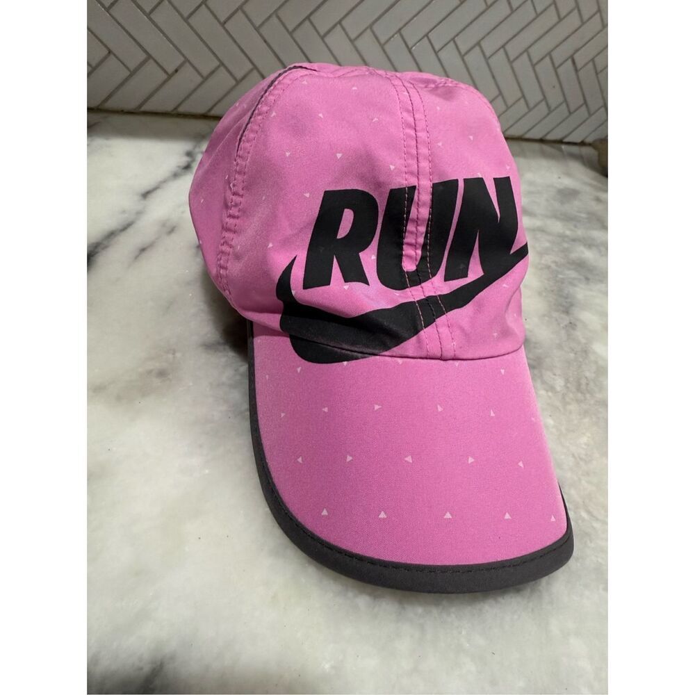 NIKE DRI FIT "RUN" WOMEN'S FEATHERLIGHT RUNNING HAT - ONE SIZE FITS ALL rare pin - Picture 4 of 6